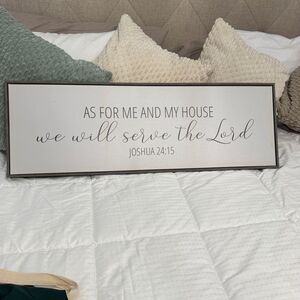 Inspirational Wall Canvas with Grey Frame “As for me and my house… Joshua 24:15”